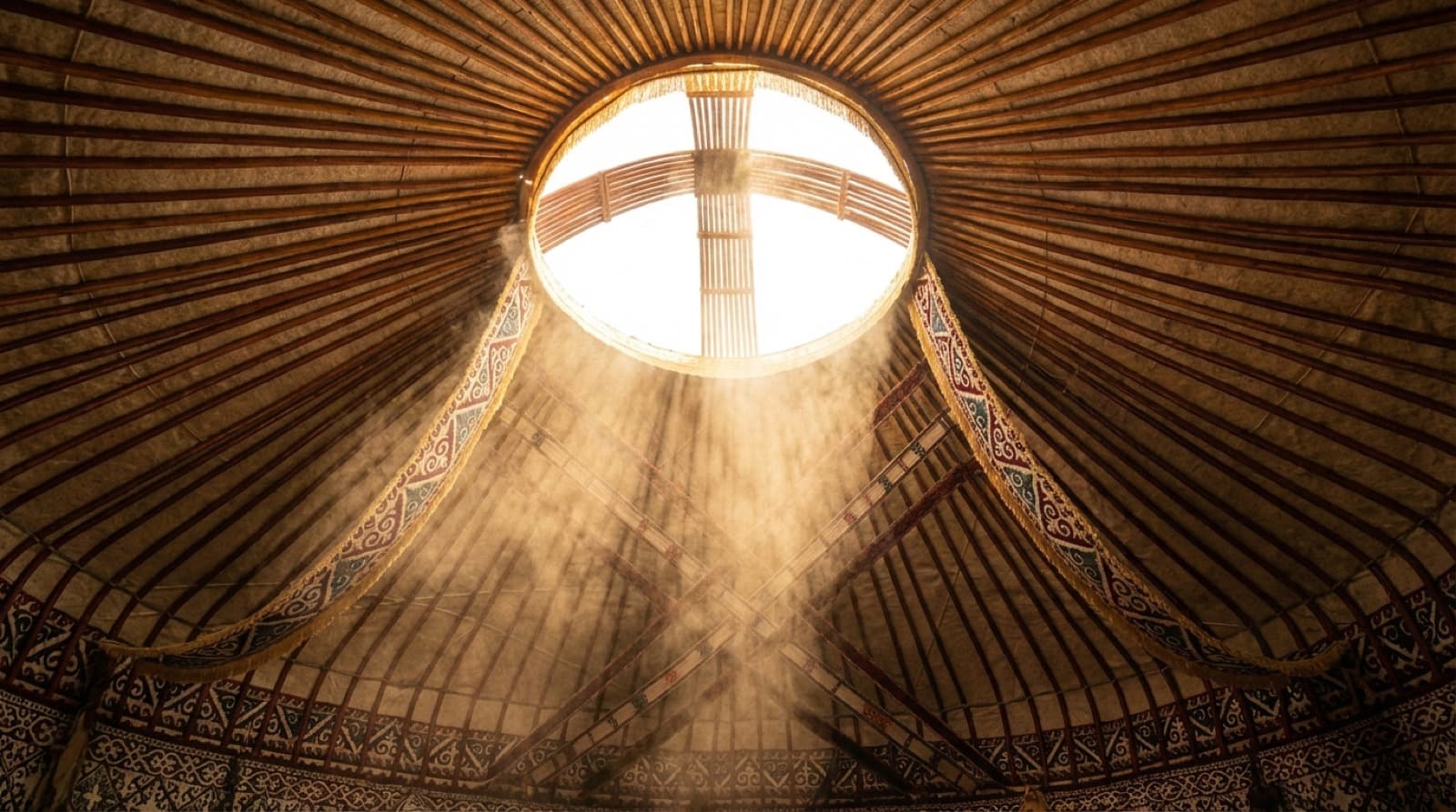 Steam rising through shanyrak